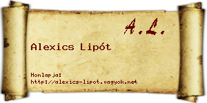 Alexics Lipót névjegykártya